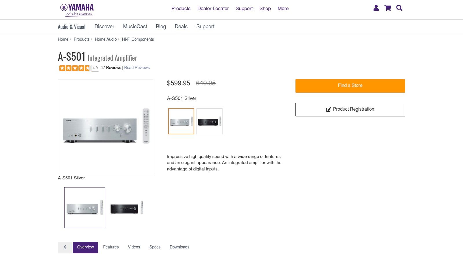 Screenshot from https://usa.yamaha.com/products/audio_visual/hifi_components/a-s501/index.html